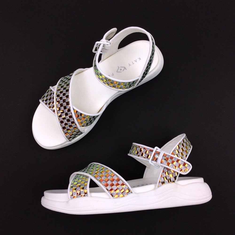 Katy Perry Sandals Women 7.5 White Platform Strappy 'The Pilly' Chunky NWOB